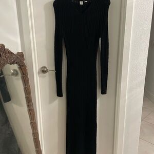 NWT TOTEME  XS Black Merino 
 loop Ribbed Merino wool sweater knit dress $998